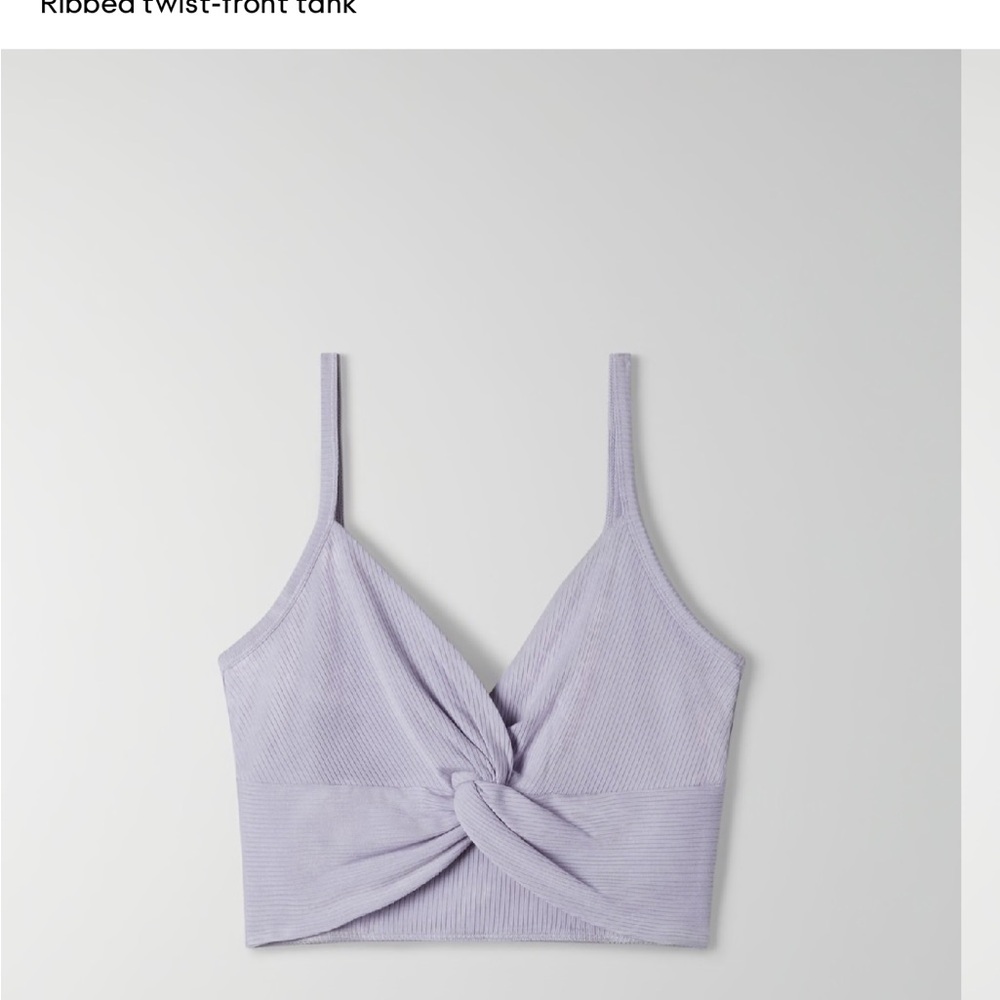 Aritzia Wilfred Lilac Twist-Front Ribbed Tank Top